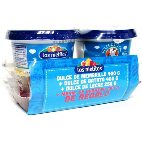 Promo Los Nietitos Membrillo + Dulce de leche + Mermelada de Durazno + Dulce de batata de regalo Promo Los Nietitos Membrillo + Dulce de leche + Mermelada de Durazno + Dulce de batata de regalo