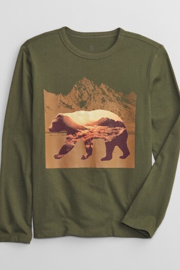 Remera Gráfico Manga Larga Niño Army Jacket Green