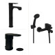 GRIFERIA NEGRO MATE JUEGO PARA BAÑO LAVATORIO DUCHA BIDET NEGRO