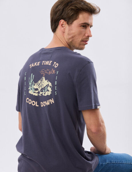 REMERA ESTAMPADA DE ALGODÓN Azul