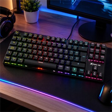 Teclado Gamer Mecánico RGB Xtrike Me GK-989B Anti-ghosting Color Negro