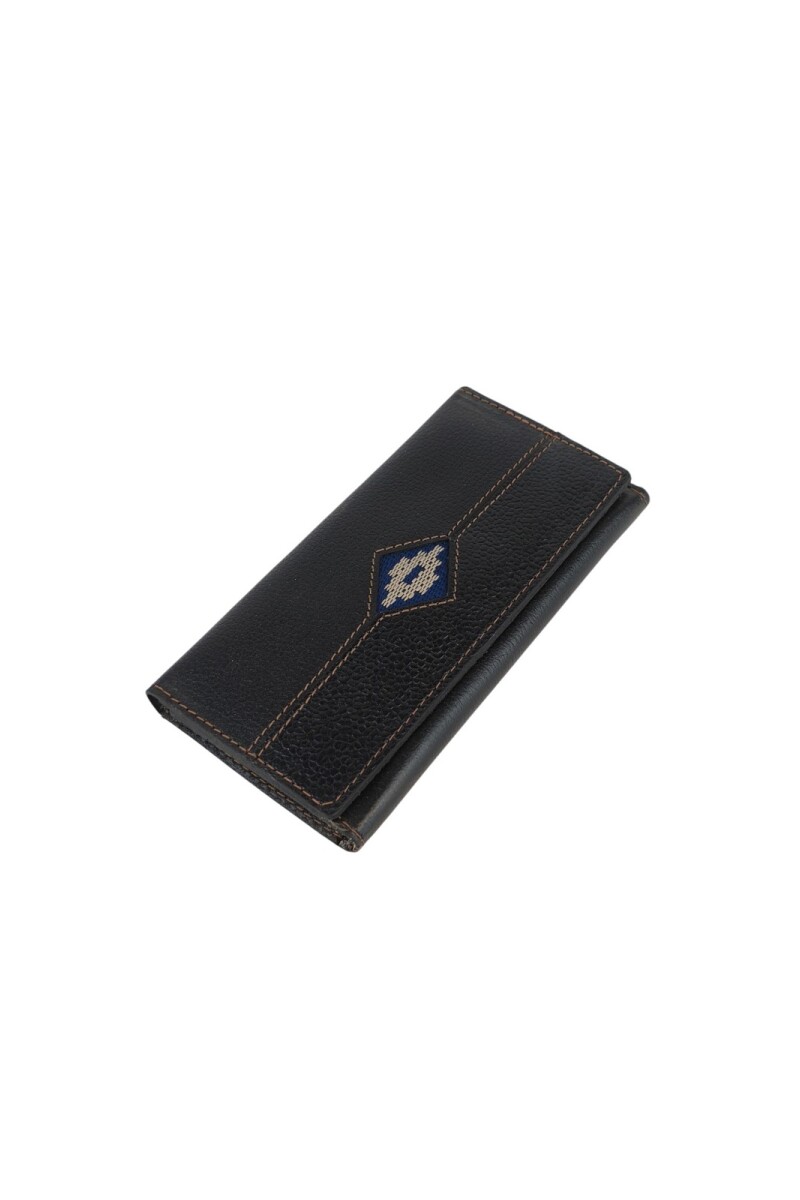 Billetera clasica al corte con detalle de rombo Negro