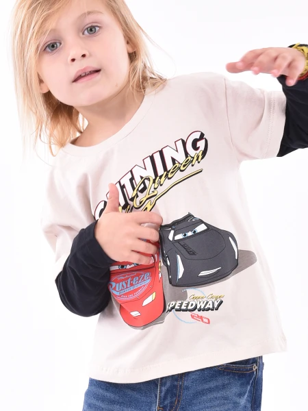 REMERA CARS BEIGE