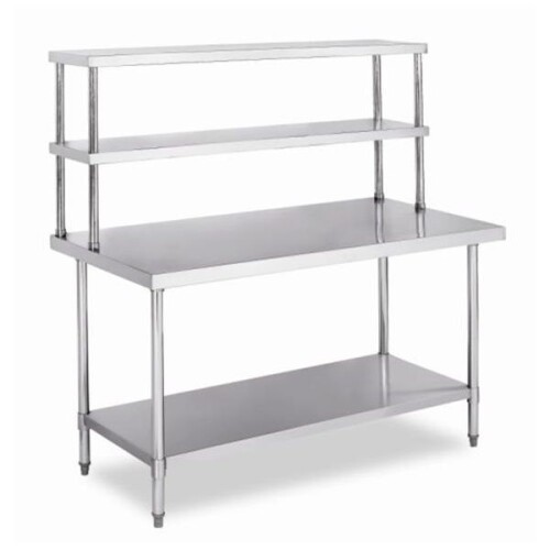 Mesa de Trabajo Inox 1.5 m. con Estantes Superiores Perpetua Mesa de Trabajo Inox 1.5 m. con Estantes Superiores Perpetua