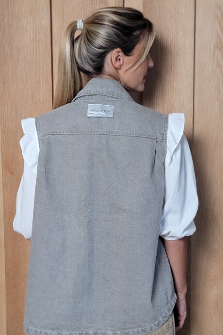 Chaleco Biker Denim Taupe