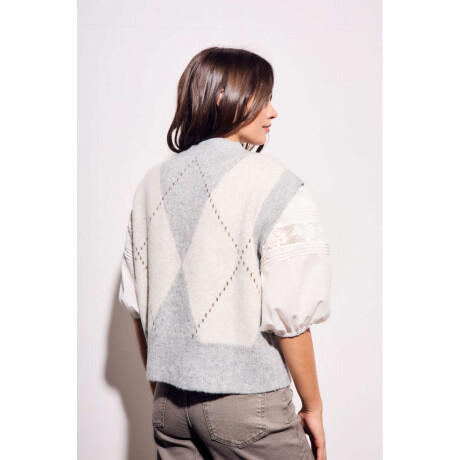 Chaleco Rombos Gris Melange