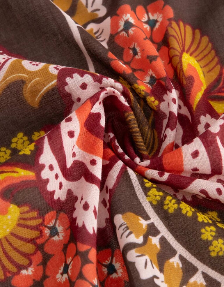 Pañuelos Raso Algodón Flores Pañuelo Con Estampa De Flores - Combinacion Multicolor