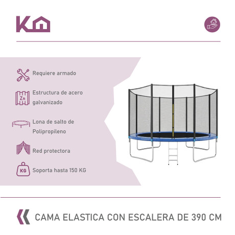 Cama Elastica Trampolin con escaleras 3.90M + lona negra con malla Cama Elastica Trampolin con escaleras 3.90M + lona negra con malla