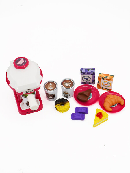 MAQUINA DE CAFE CON ALIMENTOS ROSADO