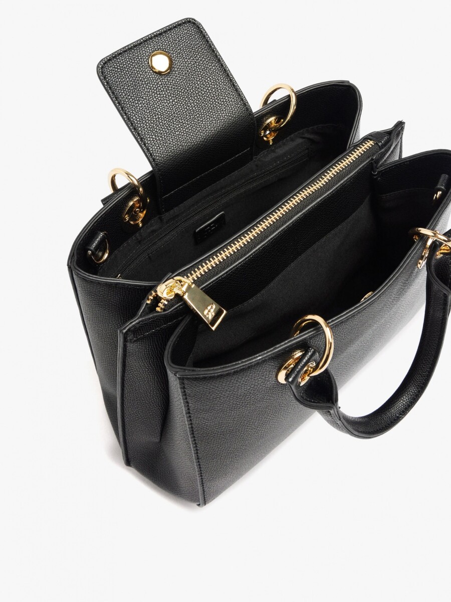 Bolso Tote Con Textura negro