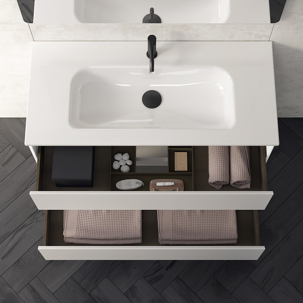 MUEBLE DE BAÑO ALFA 80 CM BLANCO CON MESADA Mueble De Baño Alfa 80 Cm Blanco Con Mesada