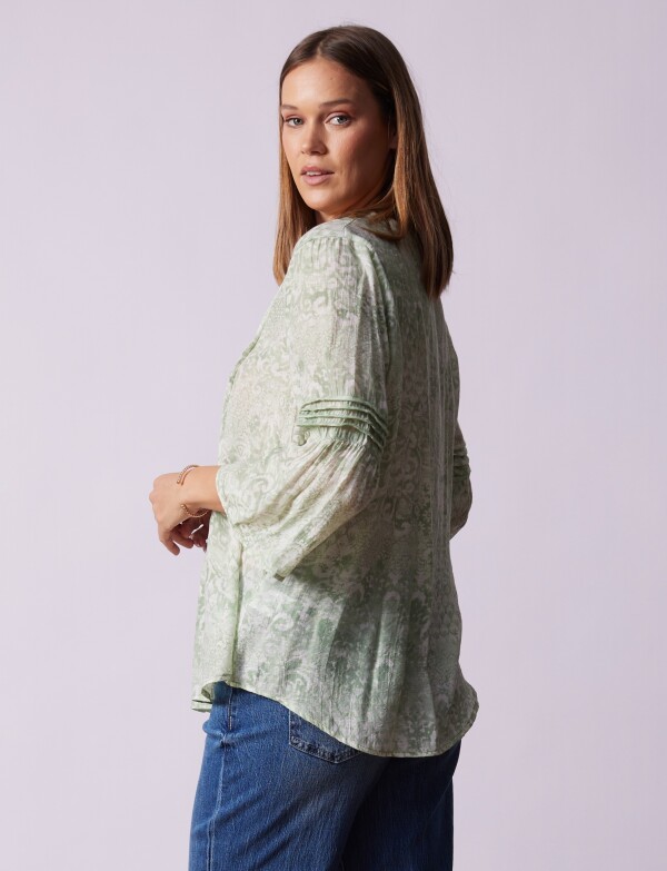 Blusa Gasa Flores VERDE