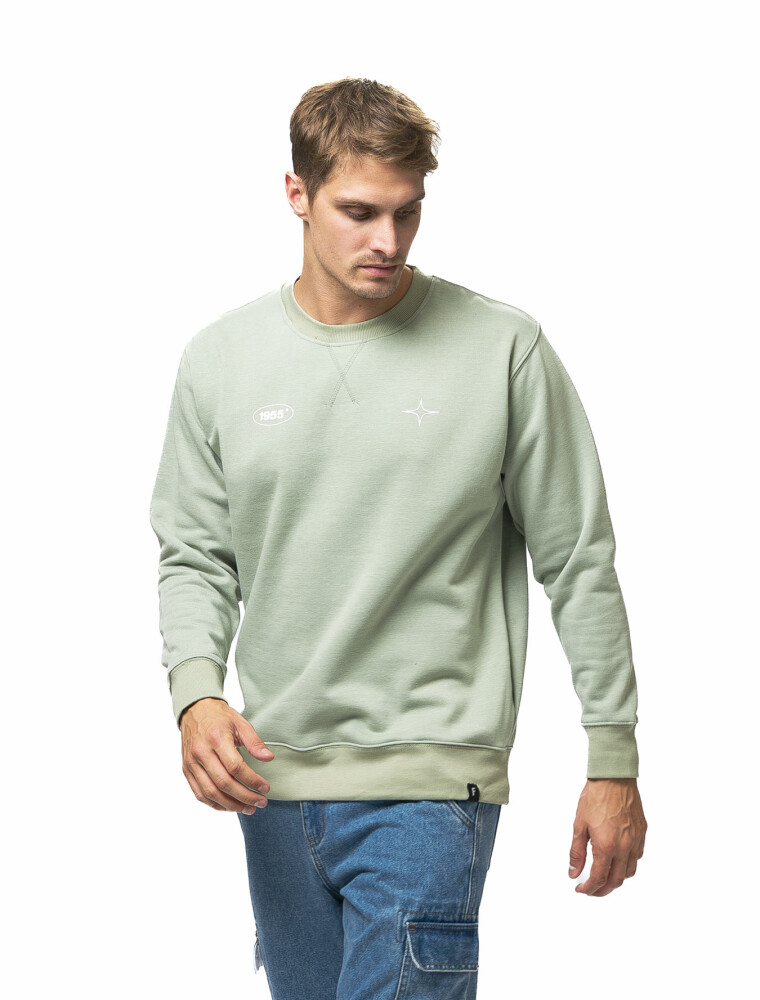 Buzo de Felpa Cuello Base Estampado Sidney Oliva Melange