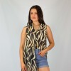 Camisa Sin Manga Animal Print -Flower Black