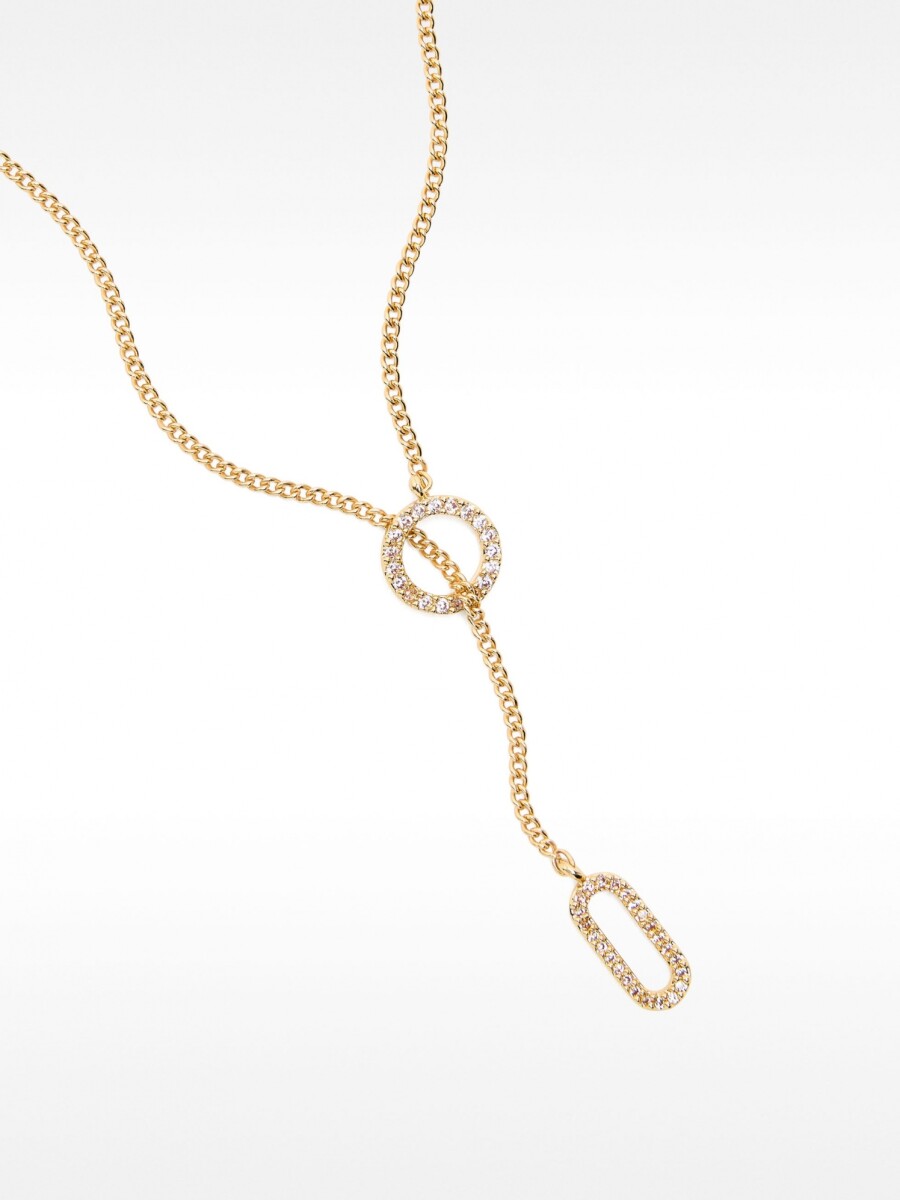 Collar Corto Con Circonitas dorado