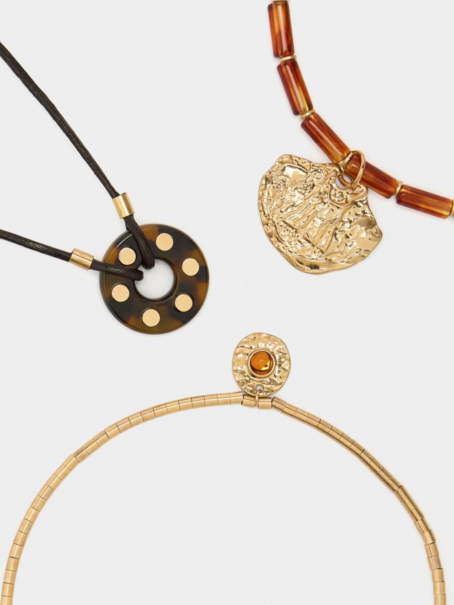 Set De Collares Efecto Carey marron