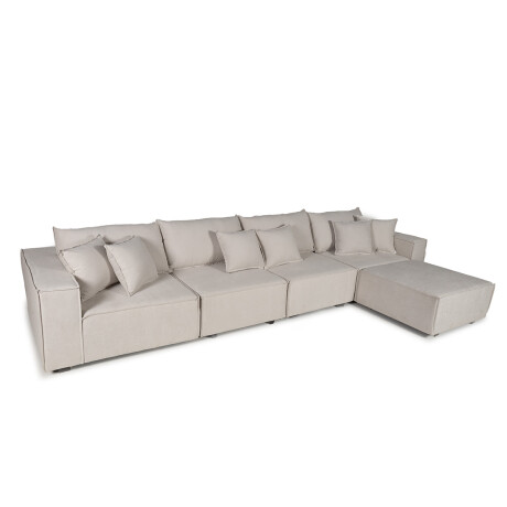 Sofá Modular Maia (5 módulos) - Tela Microfibra 12072 (Beige)