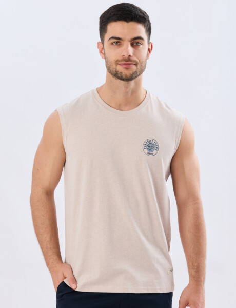 MUSCULOSA ESTAMPADA DE ALGODÓN Beige