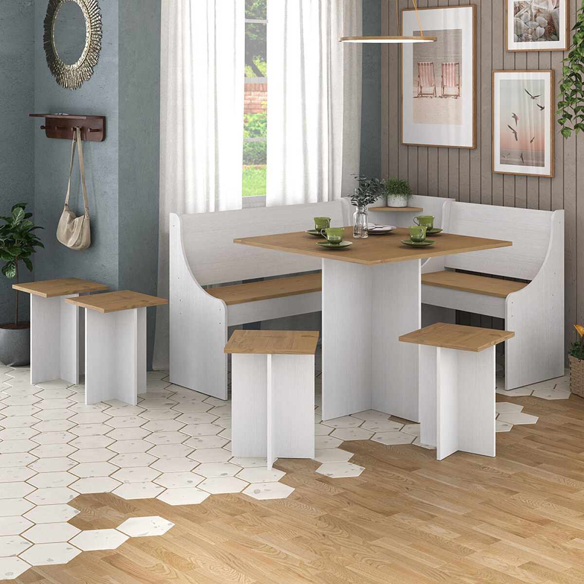 Juego de comedor esquinero Linea Veneza 