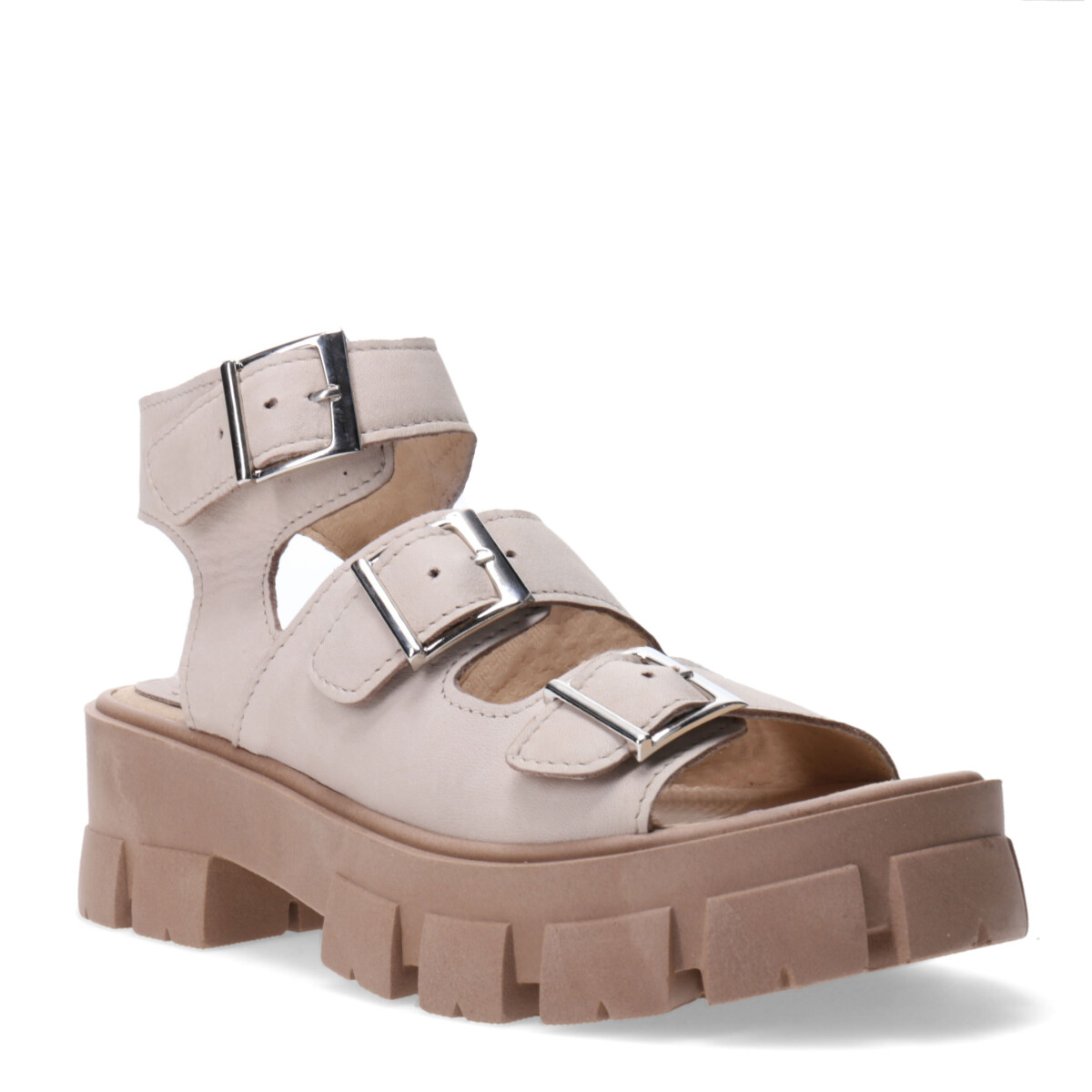 Sandalia de Mujer Miss Carol MILLIE de cuero con hebillas - Beige 