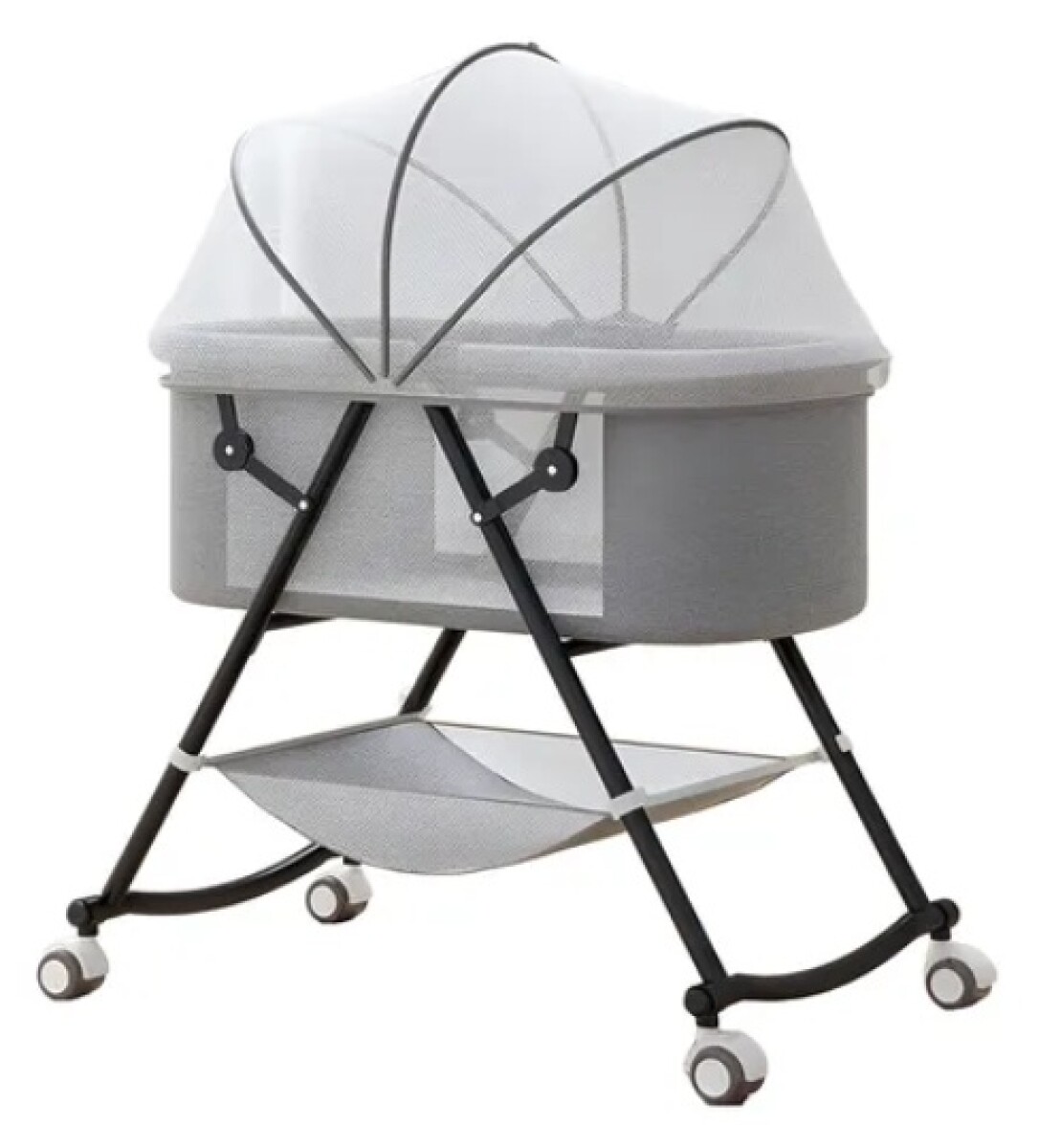 Cuna Moisés TOKIO Con Mosquitero Y Ruedas Infantil Bebe - Gris 