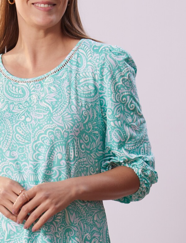 Blusa Calada Print VERDE AGUA/MULTI