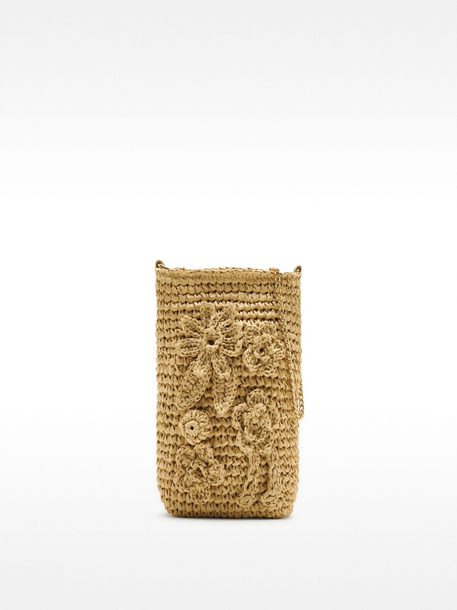 Bolso Para Móvil Efecto Rafia - beige 