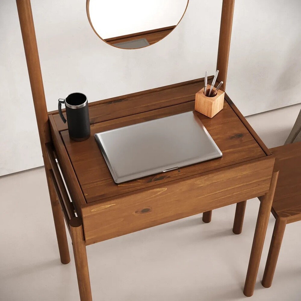 COMBO TOCADOR CON ESPEJO + BANQUETA MADERA MACIZA COMBO TOCADOR CON ESPEJO + BANQUETA MADERA MACIZA