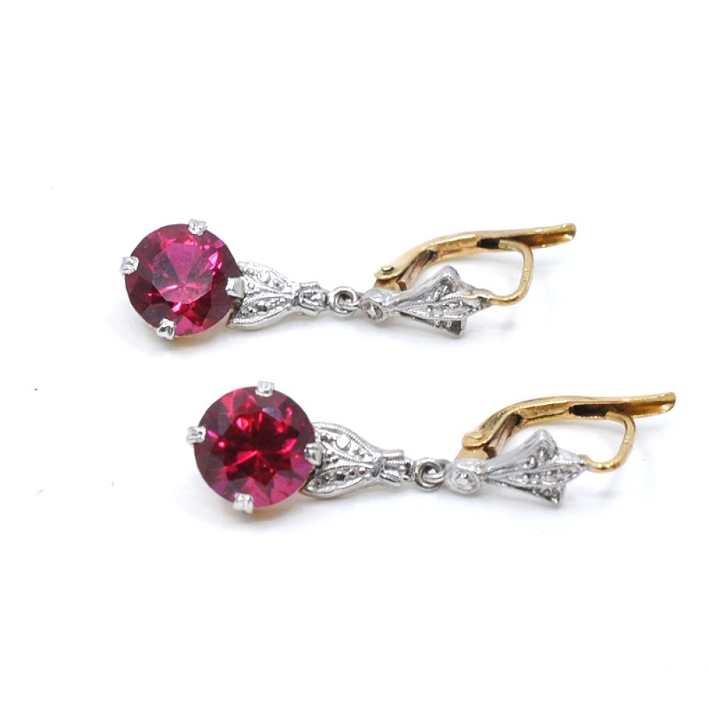 Caravanas antiguas en oro 18k con piedras de color Caravanas antiguas en oro 18k con piedras de color