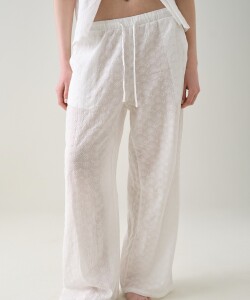 Pantalón Recto Broderie Blanco