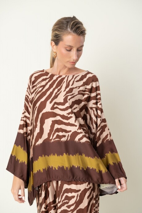 BLUSA OJO DE TIGRE chocolate