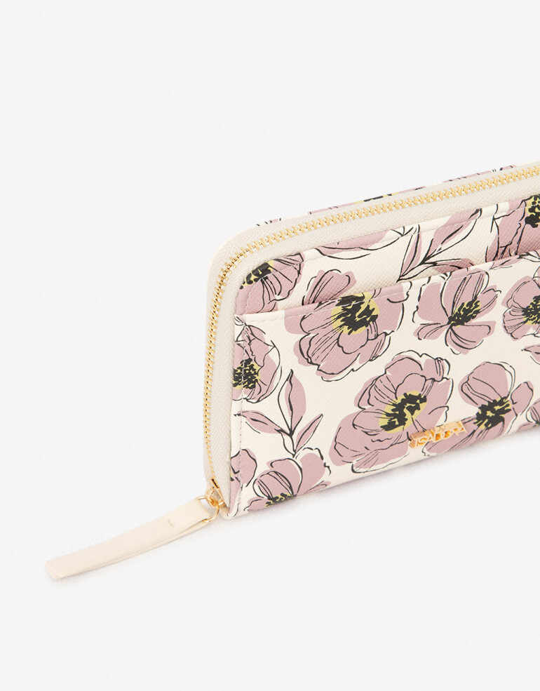 Ficheros Zip Round Billetera Formato Fichero - Estampado Flores
