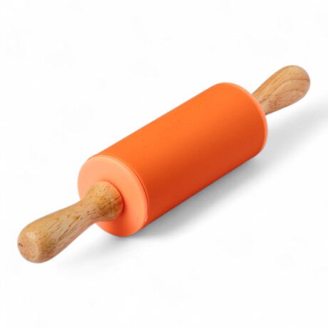 Palote Rodillo Para Amasar De Silicona Y Madera 23cm Naranja