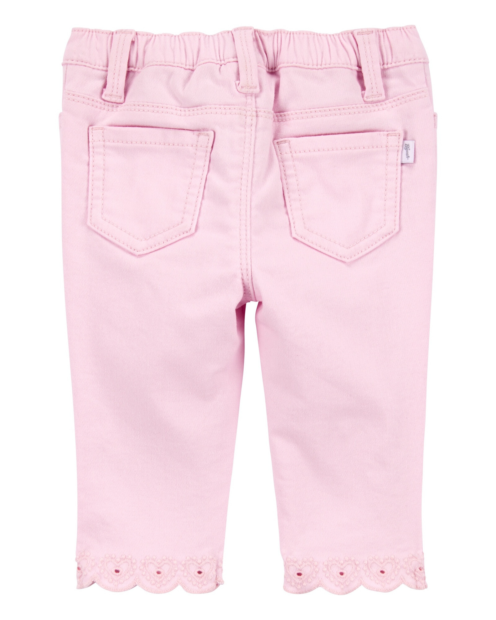 Pantalón de algodón, con dobladillo bordado Sin color