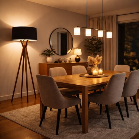 Luminaria de pie pantalla negra y madera E27 147cm Luminaria de pie pantalla negra y madera E27 147cm