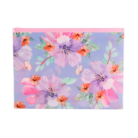 Sobre Zip Mooving A4 Flores fondo azul
