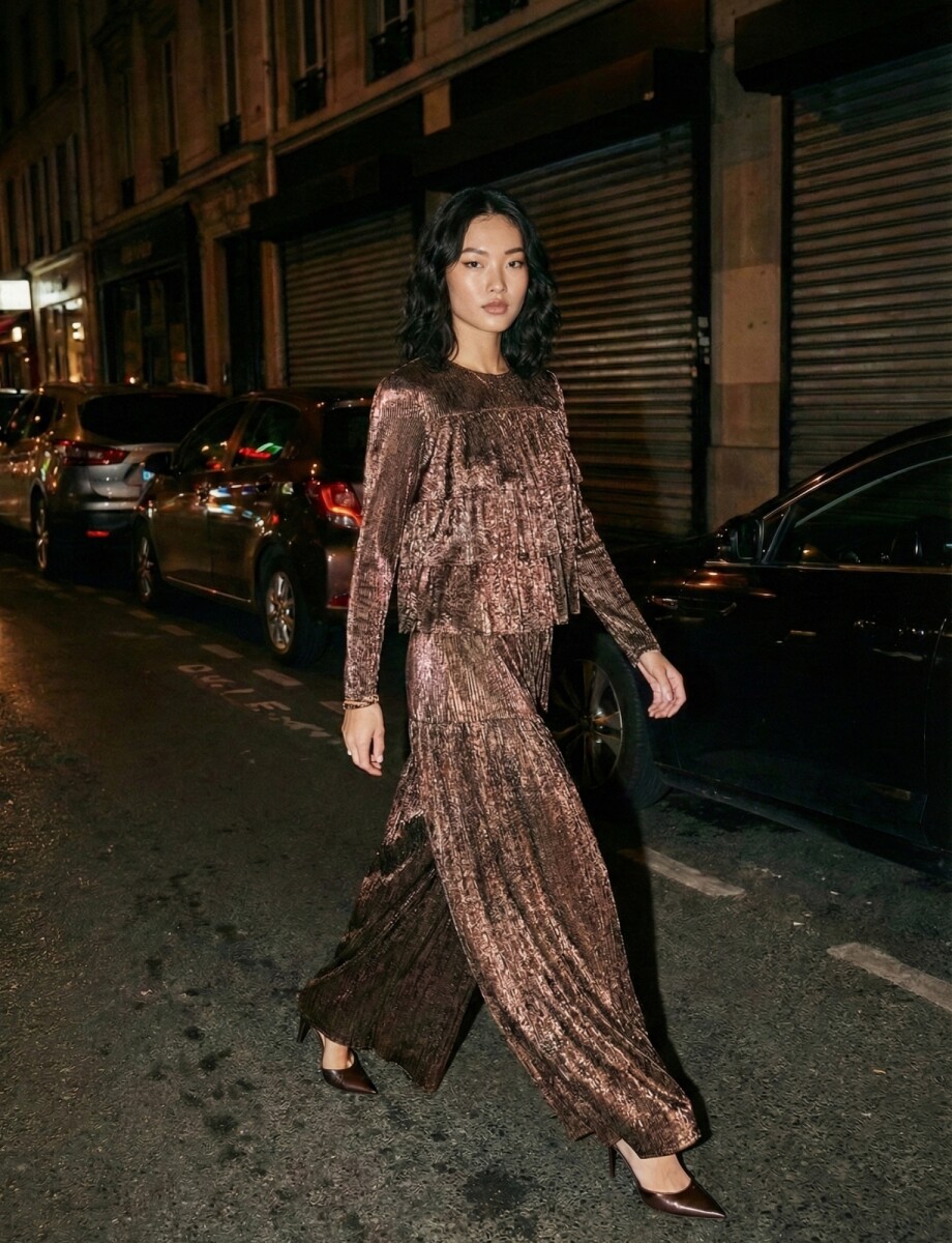 Palazzo Laminado Plisado - Dorado 