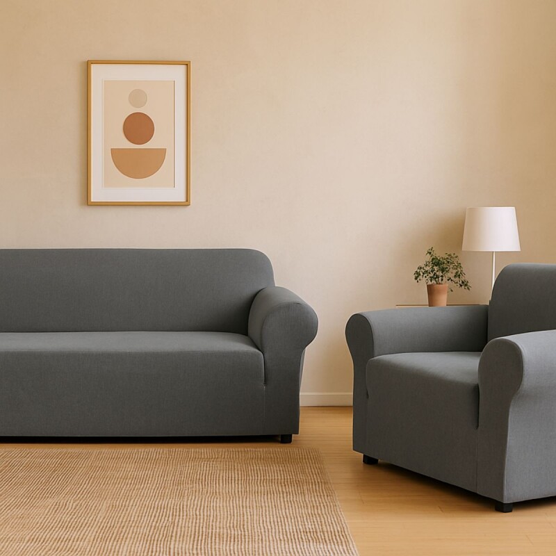 Funda cubre sofá elástica kit 3+2 GRIS