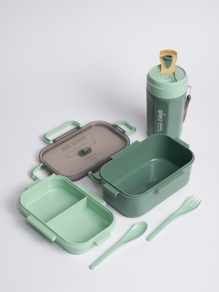 Set lunchera con vaso Verde