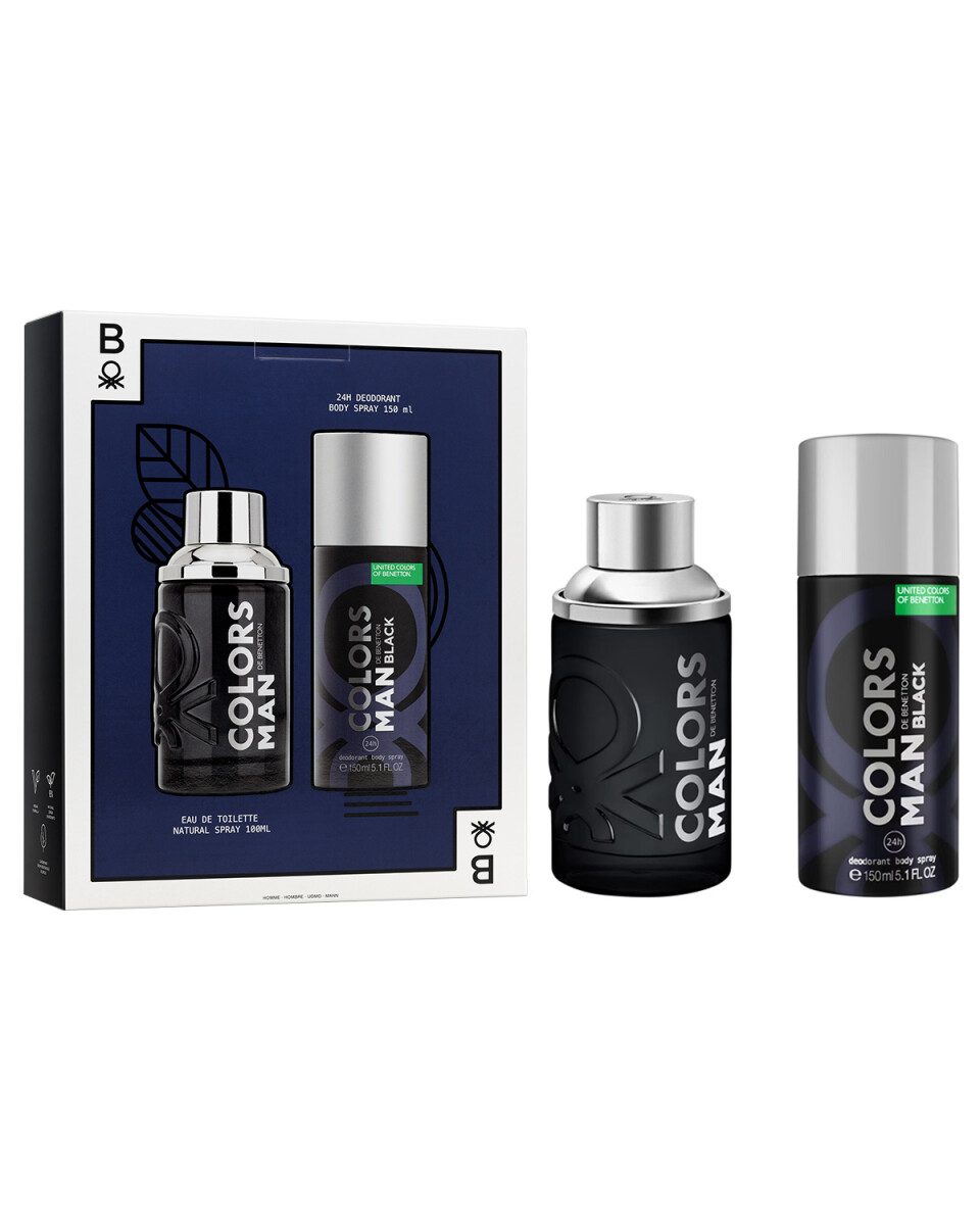 Set Perfume Benetton Colors Black EDT 100ml + Desodorante Original 