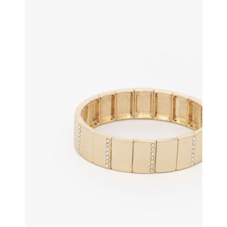 Pulsera Elástica Metal Con Strass Dorado