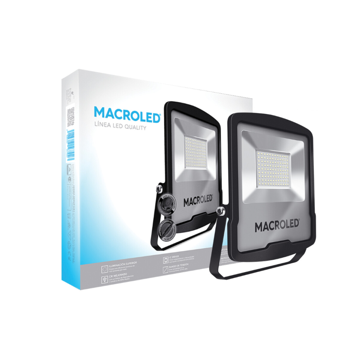 Reflector LED Pro IP65 Negro Macroled - Frío 150W 