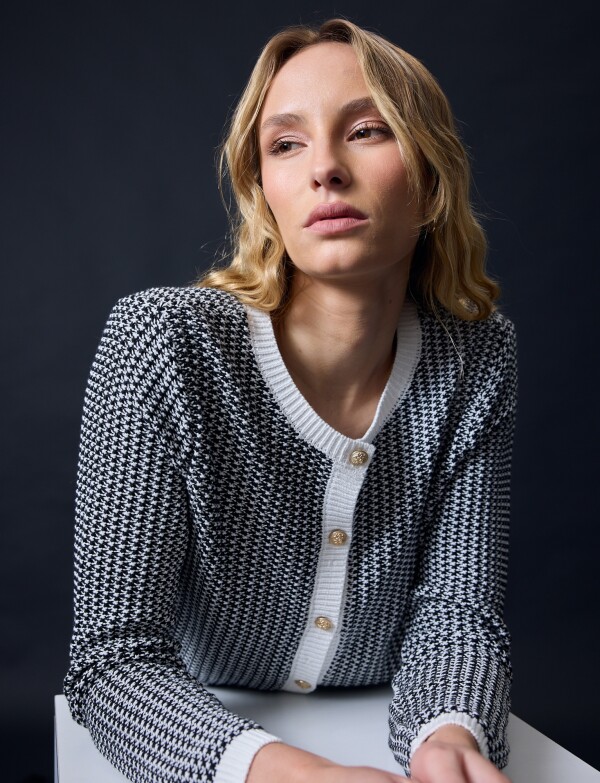 Cardigan Tweed NEGRO/BLANCO