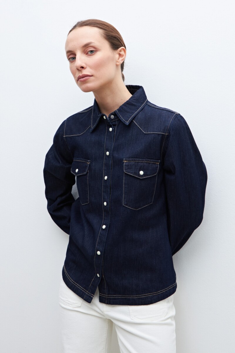 Camisa de jean jean oscuro