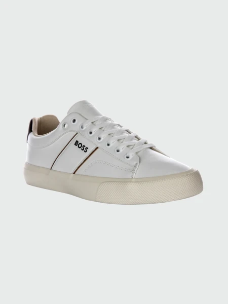 Hugo Boss - Championes acordonados de piel sintética, AIDEN-TENN Blanco