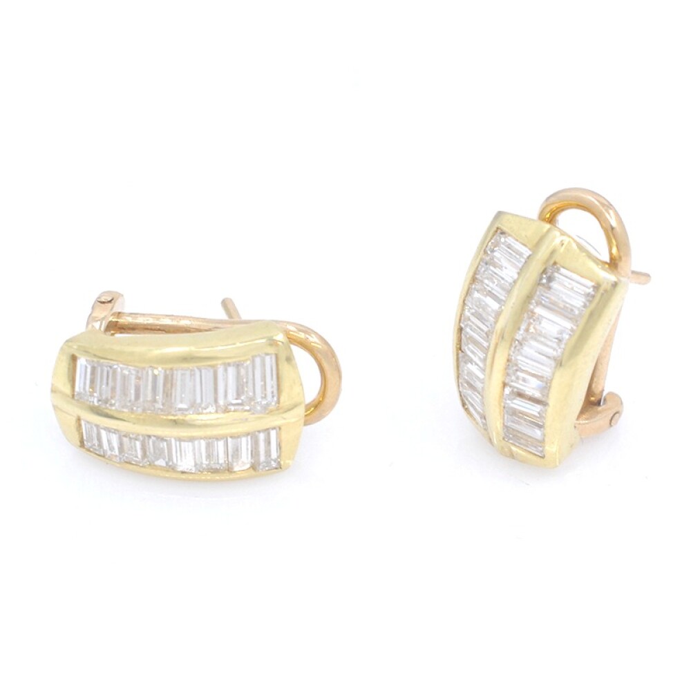 Caravanas clips en oro 18k con brillantes baguette Caravanas clips en oro 18k con brillantes baguette