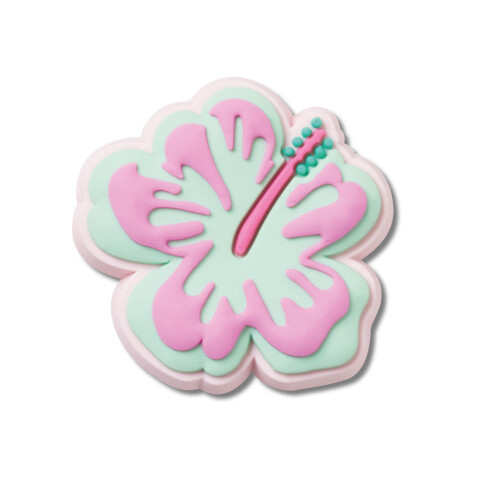 Jibbitz Turquoise and Pink Hibiscus Multicolor