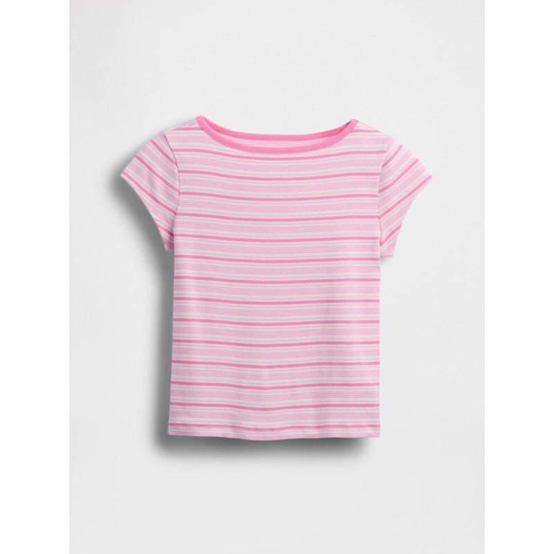 SS CAP SLV FITTED TEE_STRIPE PINK STRIPE