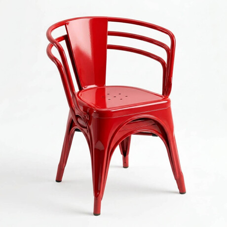 Silla Tolix Fade To Black Metálica Reposabrazo Rojo