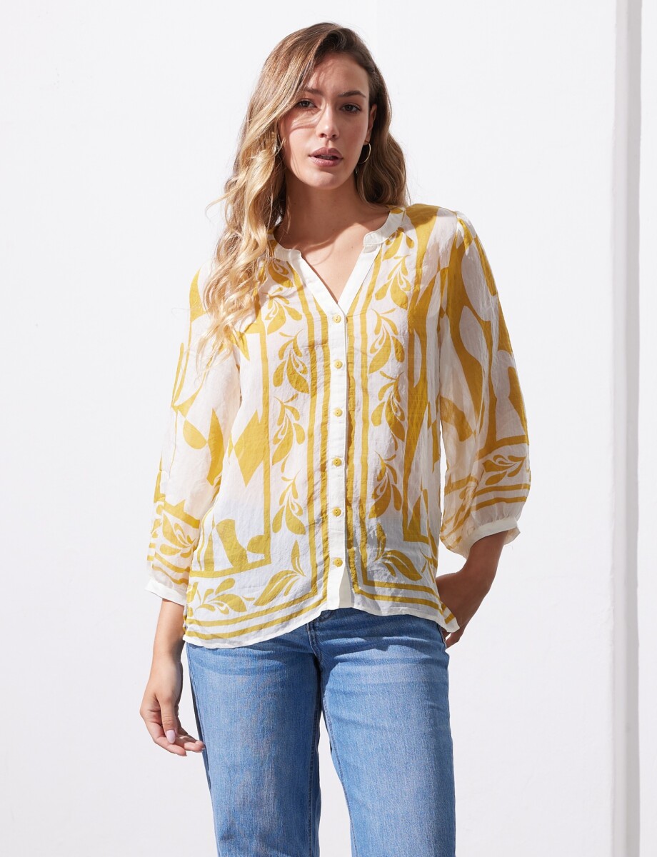Blusa Gasa - Mostaza/multi 